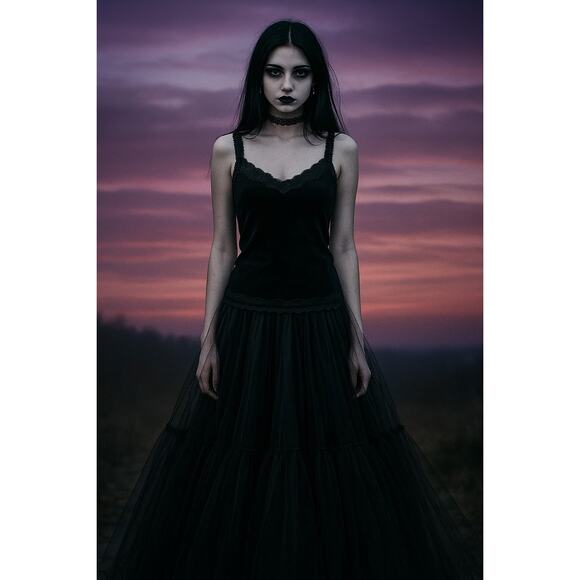 Villager NWT Vintage Romance Velvet Lace Trim Cami Tank Top Size M Whimsigoth - Picture 2 of 9